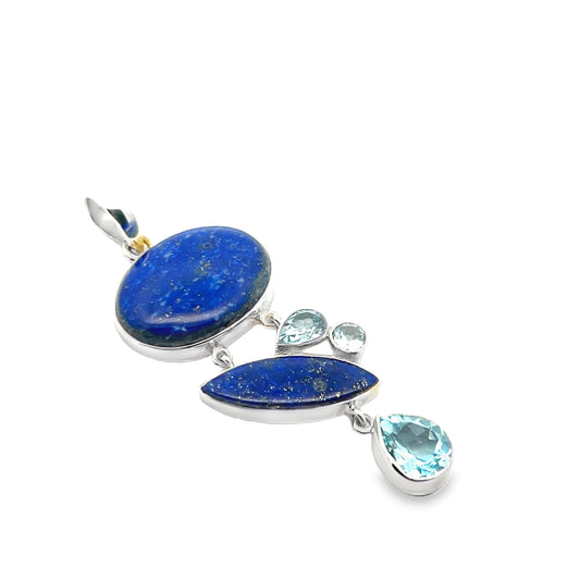 Silver Lapis Lazuli & Topaz Pendant