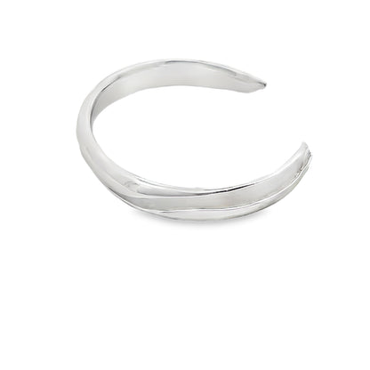 Modern Sterling Silver Open Cuff Bangle