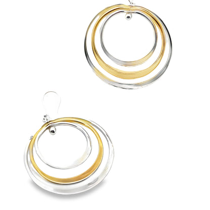 Gold Circular Dangle Earrings - Modern Geometric Design