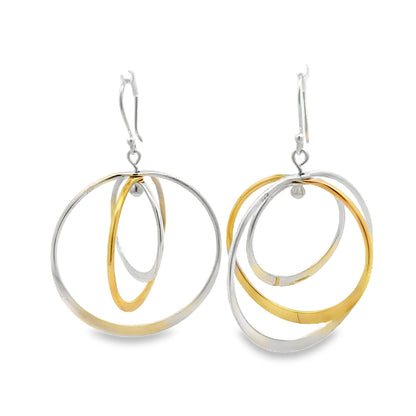 Gold Circular Dangle Earrings - Modern Geometric Design