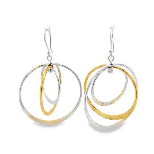 Gold Circular Dangle Earrings - Modern Geometric Design