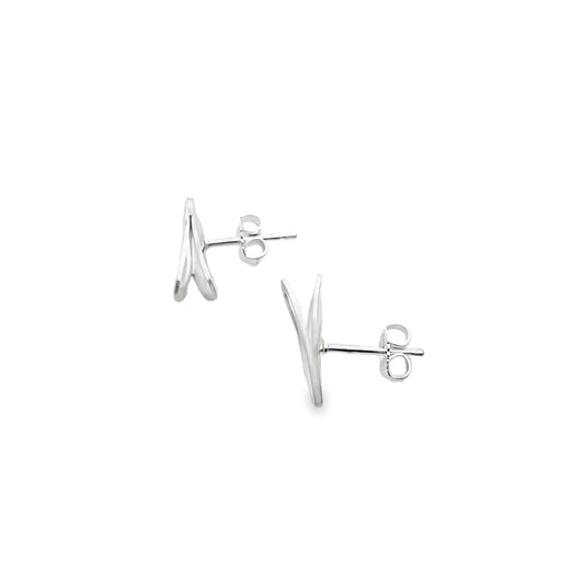 Modern Sterling Silver Abstract Stud Earrings