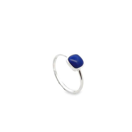 Square Cabochon Lapis Lazuli Statement Ring