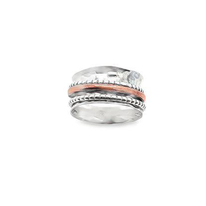 Sterling Silver Spinning Ring with Copper and Silver Accents