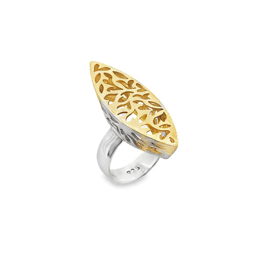 Sterling Silver Geometric Cut-Out Cocktail Ring