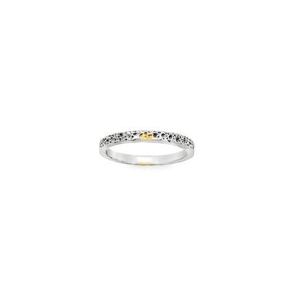 Silver Oxidised Etched Stacker Ring