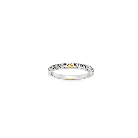 Silver Oxidised Etched Stacker Ring