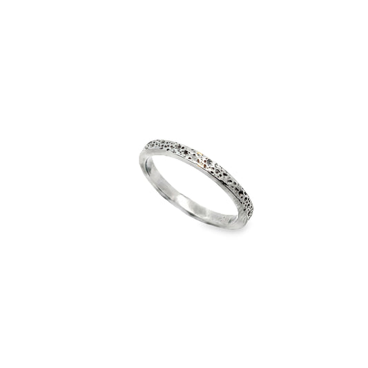 Silver Oxidised Etched Stacker Ring