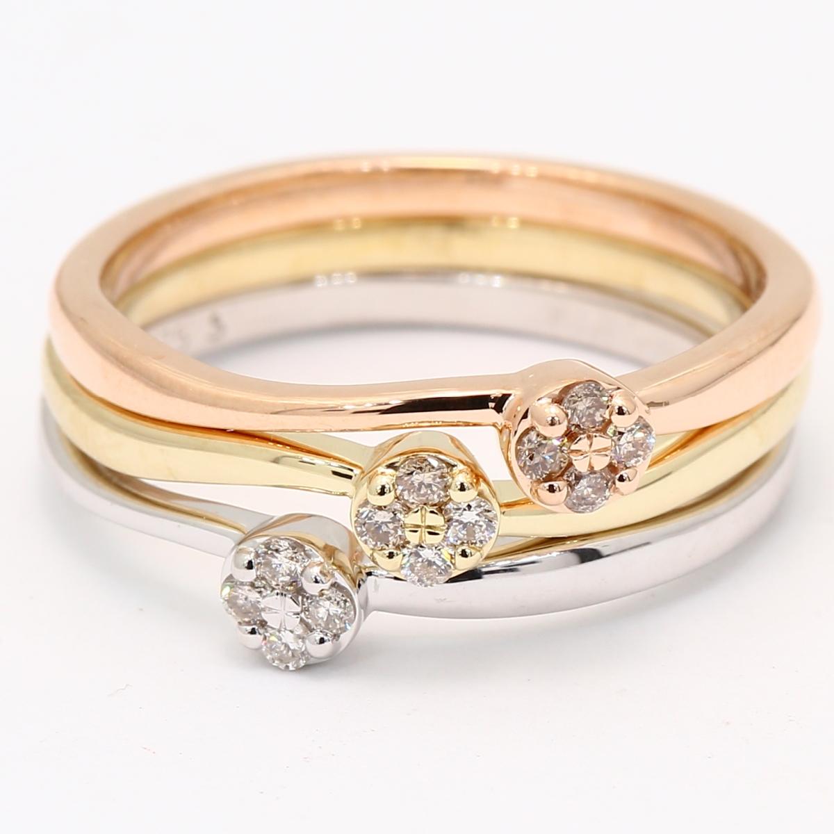9ct Tri Colour 3 Ring Set