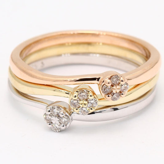 9ct Tri Colour 3 Ring Set