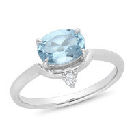 White Gold Aquamarine Diamond Ring