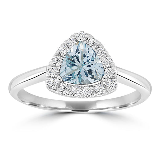 9ct Aquamarine and Diamond Ring