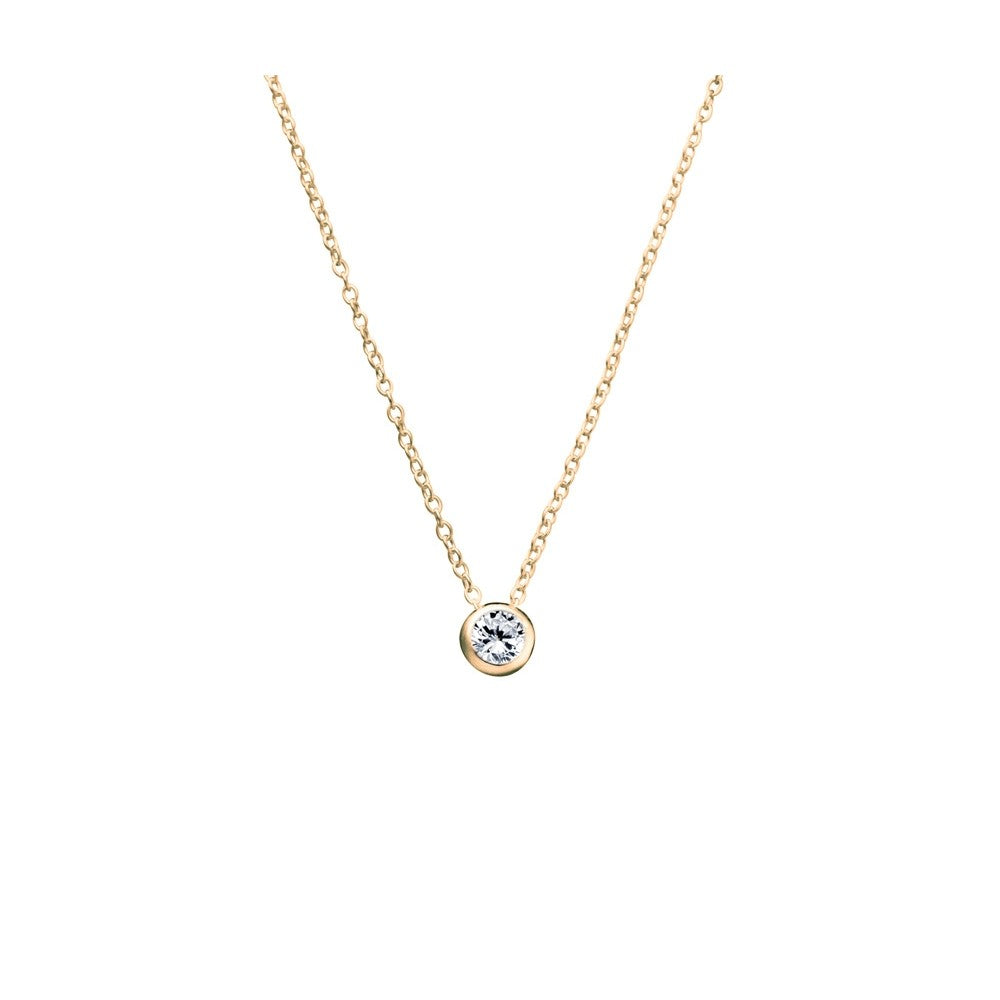 Sterling Silver Bezel Set Cubic Zirconia Necklace