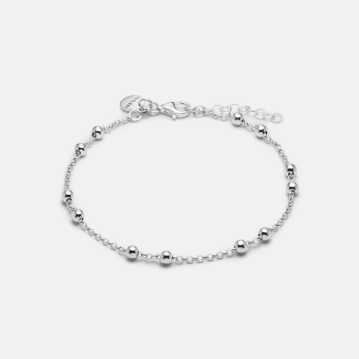Silver Chain Anklet with Ball Accents - A6857