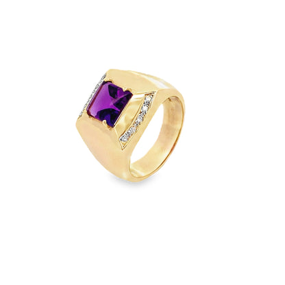 9ct Amethyst and Diamond Ring