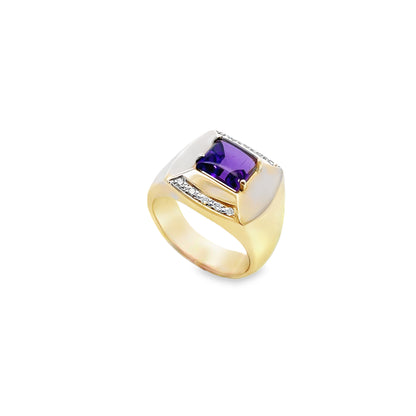 9ct Amethyst and Diamond Ring