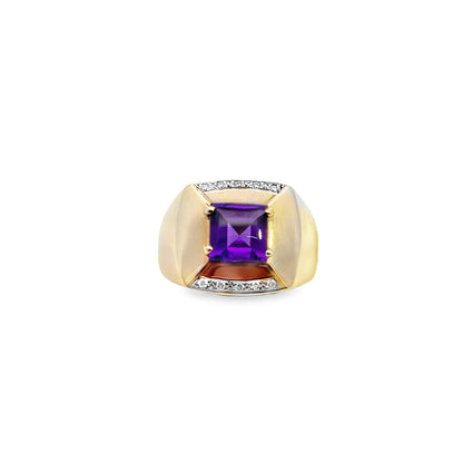 9ct Amethyst and Diamond Ring