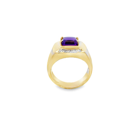 9ct Amethyst and Diamond Ring