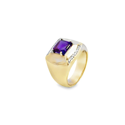9ct Amethyst and Diamond Ring