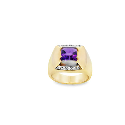 9ct Amethyst and Diamond Ring
