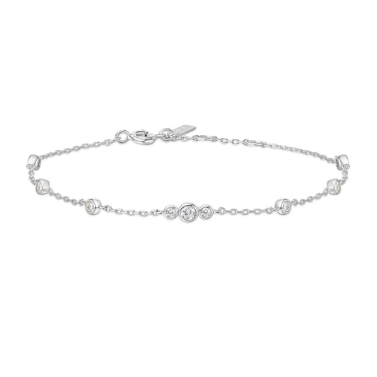 Danity Silver Cubic Zirconia Bezel Set Bracelet