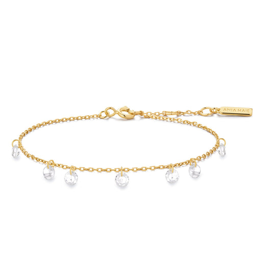 Gold CZ Disc Drop Bracelet