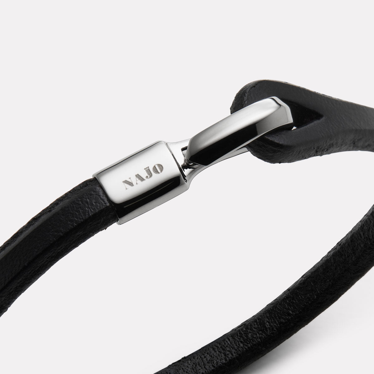 Men's Tan Leather Bracelet, Steel Clasp