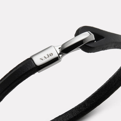 Men's Tan Leather Bracelet, Steel Clasp