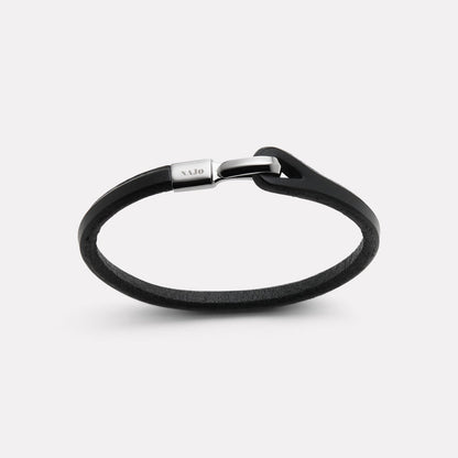 Men's Tan Leather Bracelet, Steel Clasp