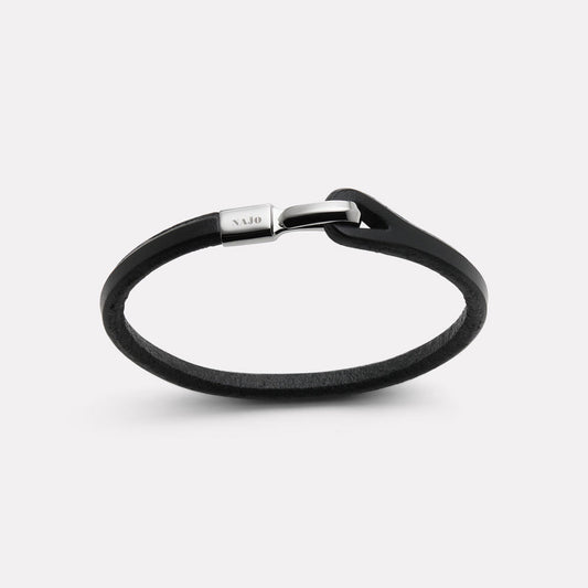 Men's Tan Leather Bracelet, Steel Clasp
