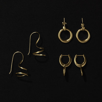 Silver Curl Earrings with Fixed Hook