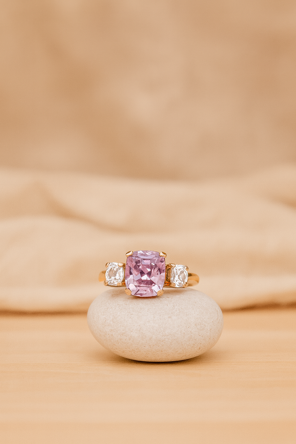 14ct Rose Gold Kunzite and Aquamarine Ring