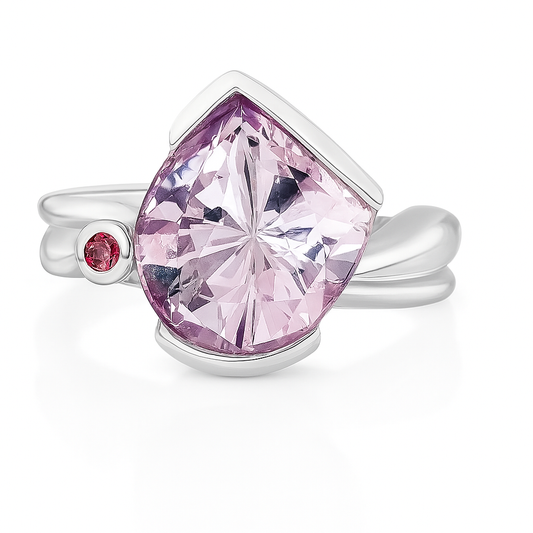 Sterling Silver Rose De France and Garnet Ring