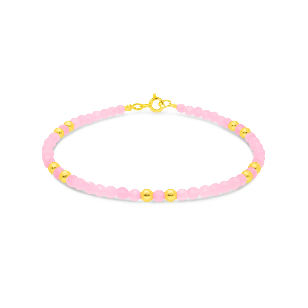 Sterling Silver Gold Plated Rose Quartz Bracelet