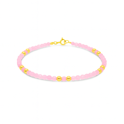 Sterling Silver Gold Plated Rose Quartz Bracelet