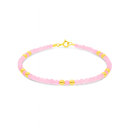 Sterling Silver Gold Plated Rose Quartz Bracelet