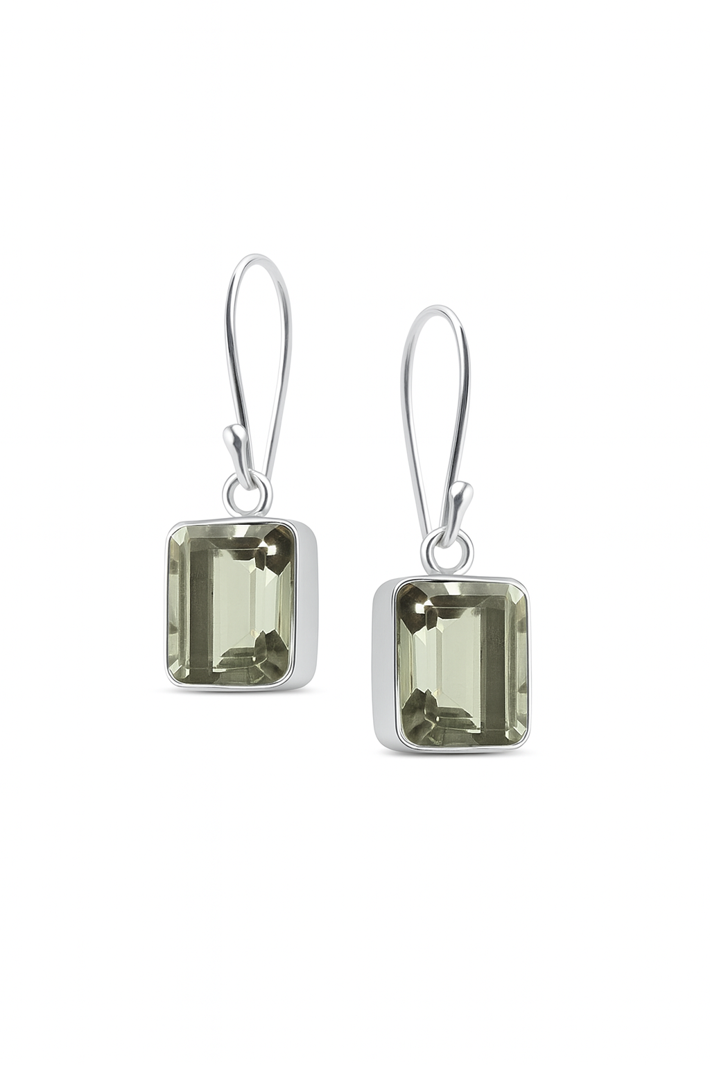 Sterling Silver Green Amethyst Drop Earrings