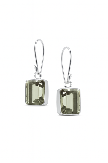 Sterling Silver Green Amethyst Drop Earrings