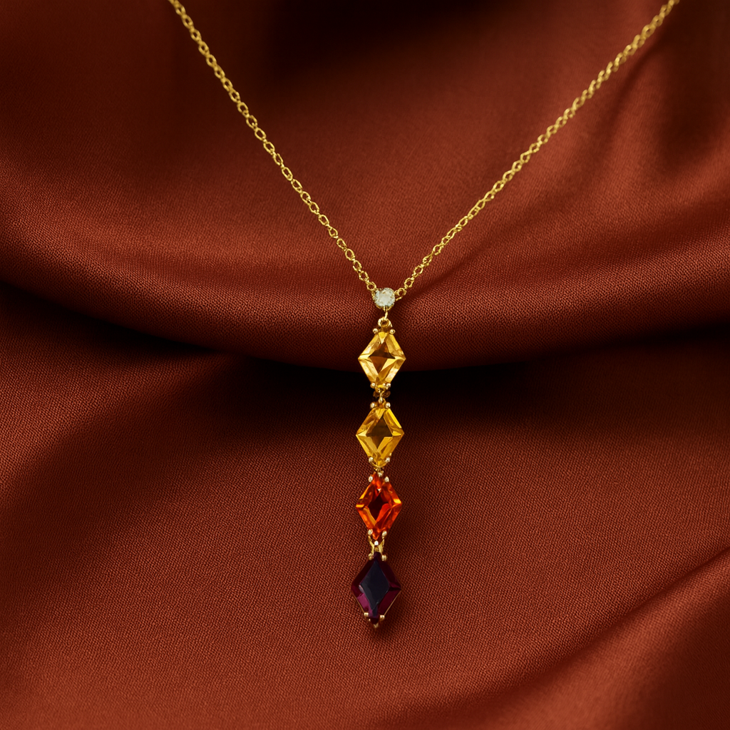 9ct Citrine and Diamond Necklace