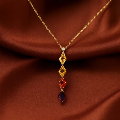9ct Citrine and Diamond Necklace