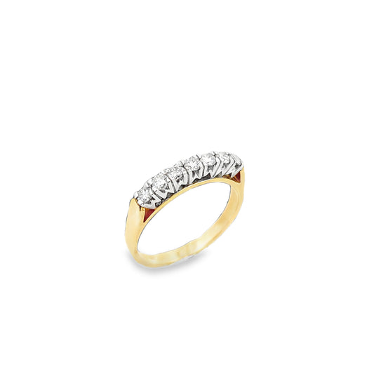 18ct Yellow White Gold Diamond Eternity Wedding band 7 stones