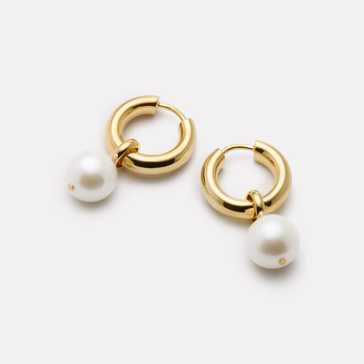 Freshwater Pearl Gold Huggie Earrings - E6338