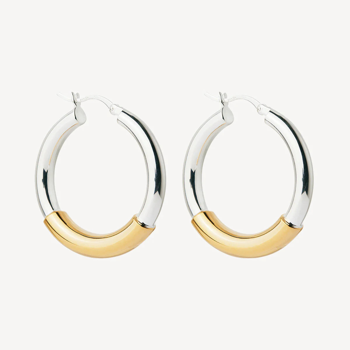 Two Tone Silver Hoops