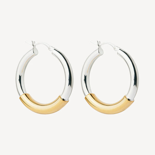 Two Tone Silver Hoops