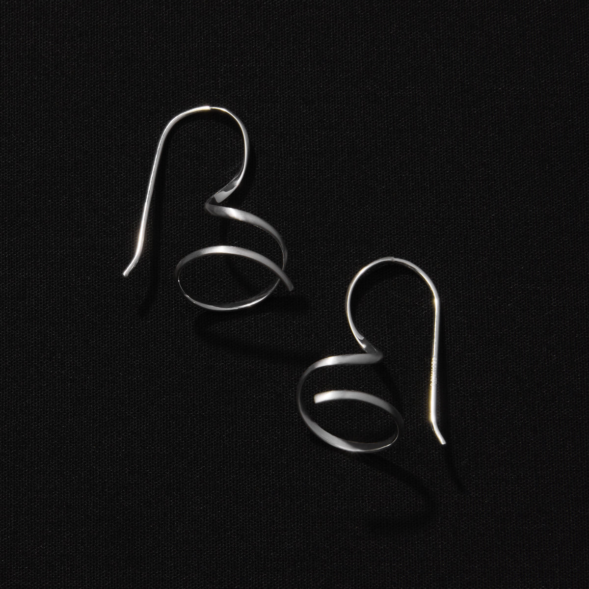 Silver Curl Earrings with Fixed Hook