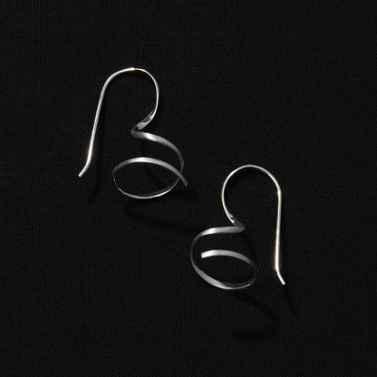 Silver Curl Earrings with Fixed Hook