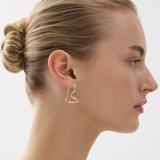 Silver Curl Earrings with Fixed Hook
