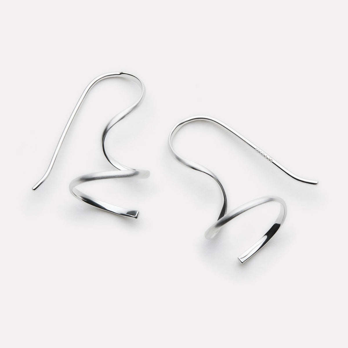 Silver Curl Earrings with Fixed Hook