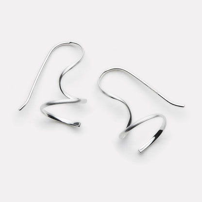 Silver Curl Earrings with Fixed Hook