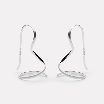 Silver Curl Earrings with Fixed Hook